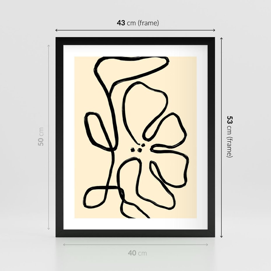 Plakat w ramie 40x50 - Zaklęte Aberracje - abstrakcyjna sztuka, przypominająca kwiat - rama czarna