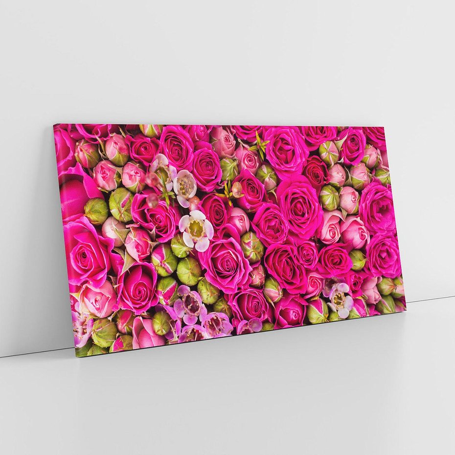 Obraz na płótnie 140x70 - Kwiatowa symfonia róż - róże, kwiaty