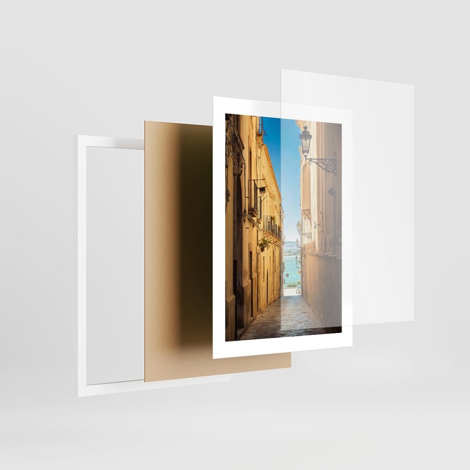 Plakat w ramie 30x40 - Perspektywa magicznej uliczki - uliczka, perspektywa - rama biała