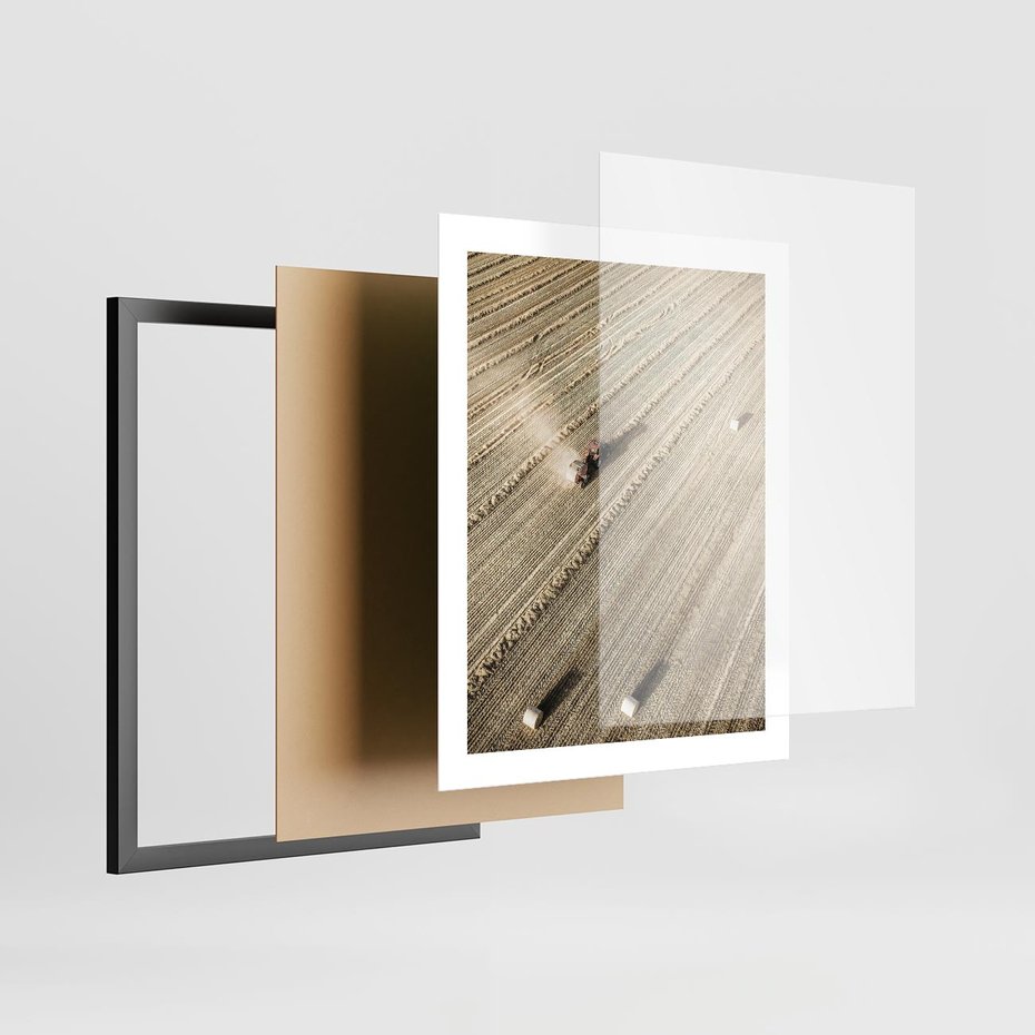 Plakat w ramie 40x50 - Rolnicza Praca - pole, traktor - rama czarna