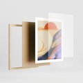Plakat w ramie 40x50 - Pomarańczowy Horyzont - pastelowy krajobraz, nowoczesny plakat - rama drewno