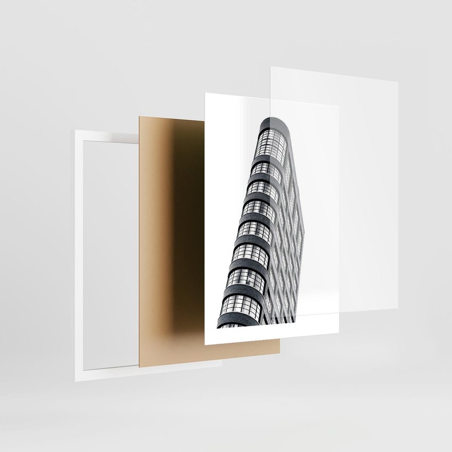 Plakat w ramie 30x40 - Wieżowiec na Monochromatycznym Obrazie - architektura, wieżowiec - rama biała