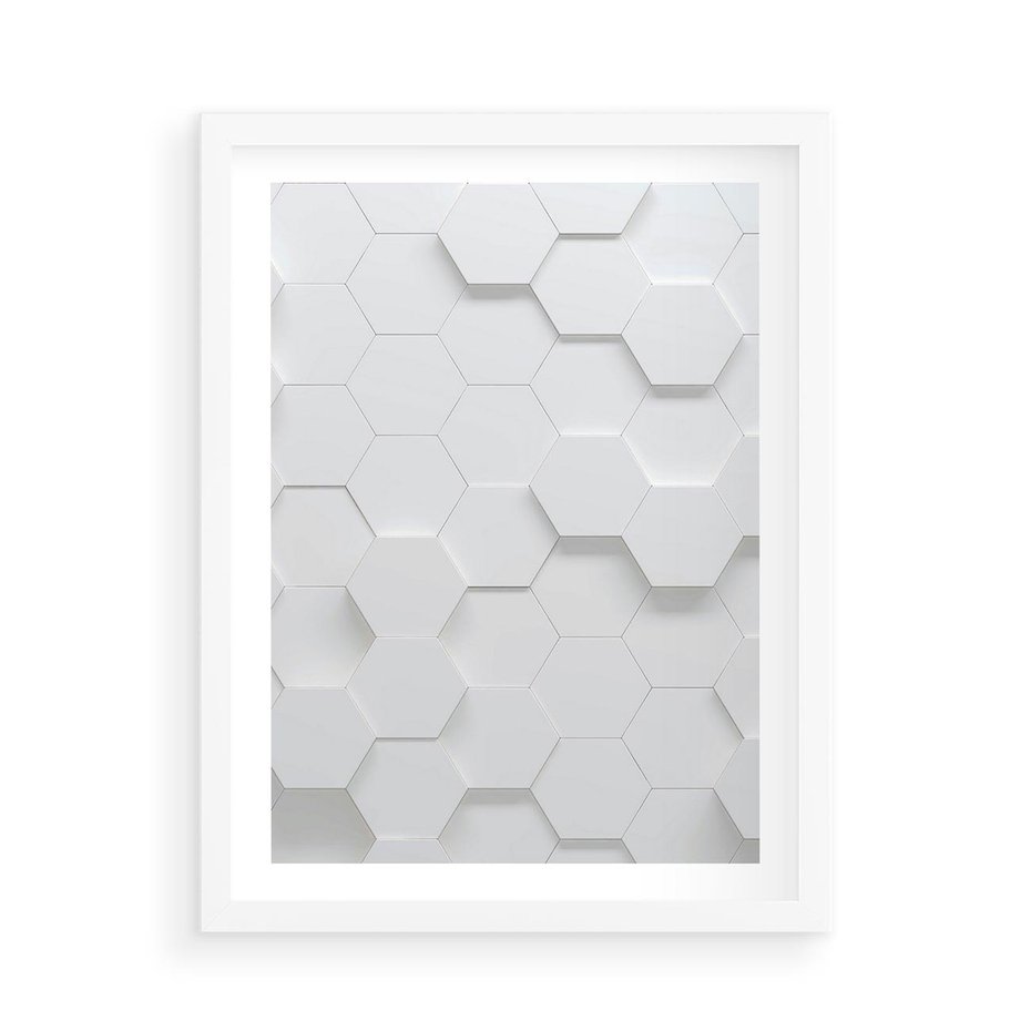 Plakat w ramie 50x70 - Intrygujący Wymiar - geometria, 3D - rama biała