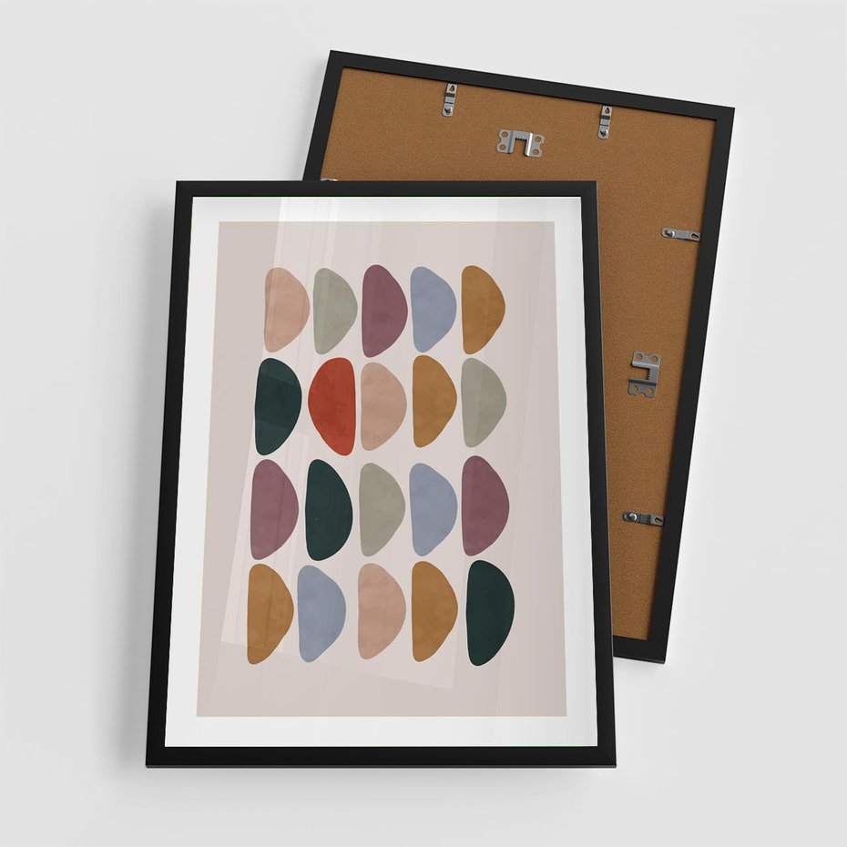 Plakat w ramie 50x70 - Granice Boho - abstrakcyjny obraz, geometryczna kompozycja - rama czarna