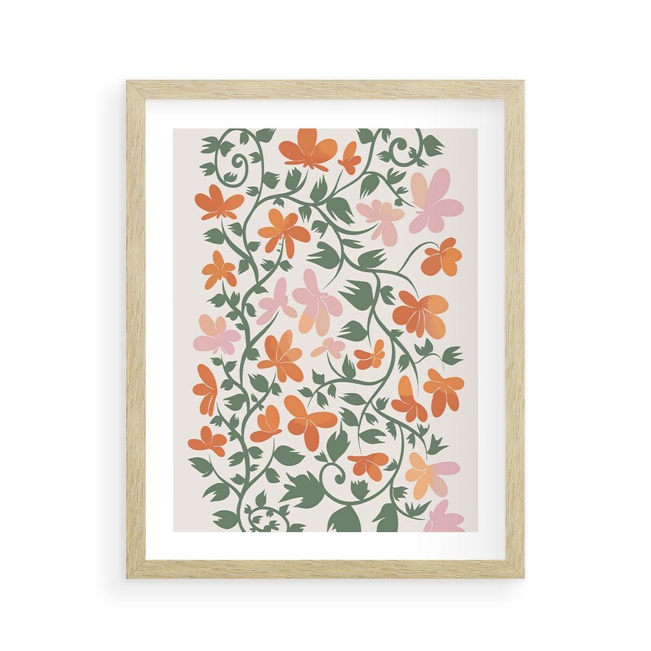 Plakat w ramie 40x50 - Kwiatowa Refleksja - kwiaty polne, plakat - rama drewno