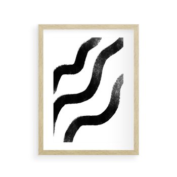 Plakat w ramie 50x70 - Wibracje Plam - abstrakcja, minimalizm - rama drewno