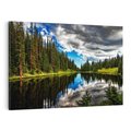 Obraz na płótnie 100x70 - Spokój nad jeziorem wśród lasu - las, jezioro