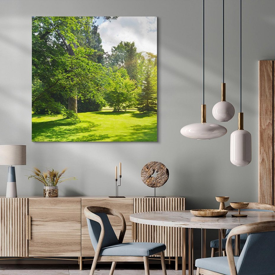 Obraz na płótnie 30x30 - Ogród: urok drzew i roślinności - ogród, drzewa