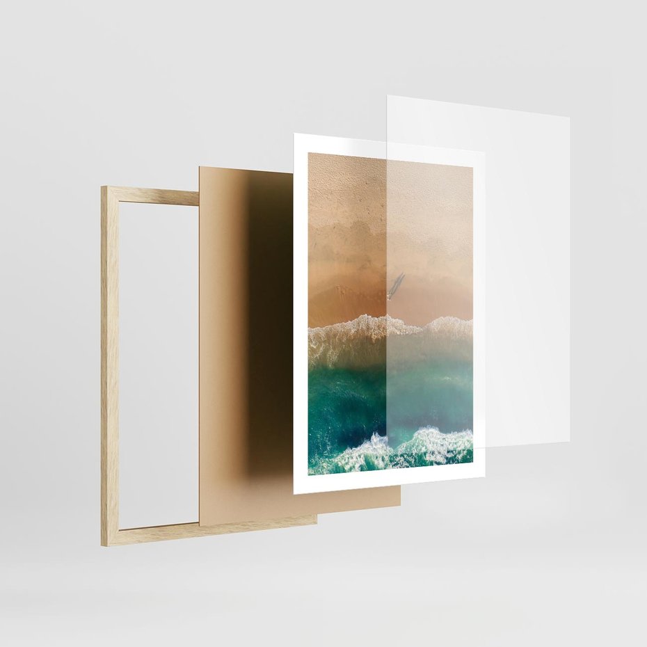 Plakat w ramie 50x70 - Nadbrzeżna Harmonia - plaża, morze - rama drewno