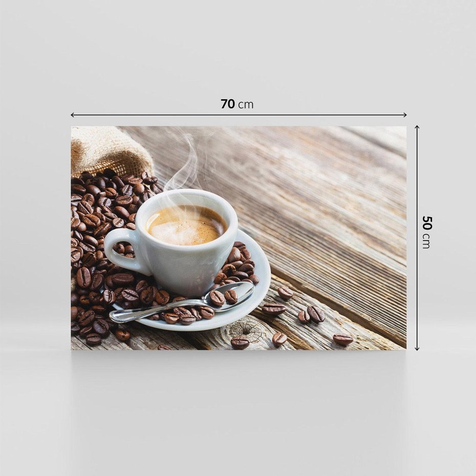 Obraz na płótnie 70x50 - Kawa w filiżance: aromatyczna chwila - kawa, filiżanka