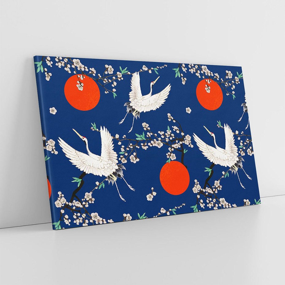 Obraz na płótnie 100x70 - Japońskie Żurawie Indygo - sztuka japońska, japonia