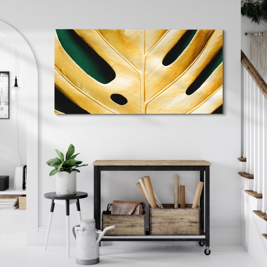 Obraz na płótnie 120x60 - Piękno i Styl - złote, liście