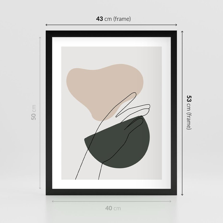 Plakat w ramie 40x50 - Rozkwitająca Opowieść - szkic jedną linią, one lone - rama czarna