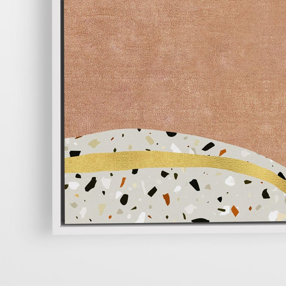 Obraz w ramie 50x50 - Tańczący w deszczu pigmentów - abstrakcyjne formy, rozlane farby - rama biała