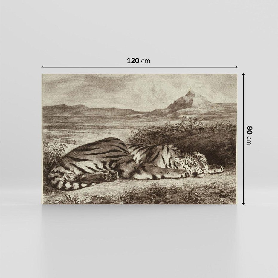 Obraz na płótnie 120x80 - "Królewski Tygrys" Eugène Delacroix - Reprodukcja - reprodukcja, obraz na płótnie