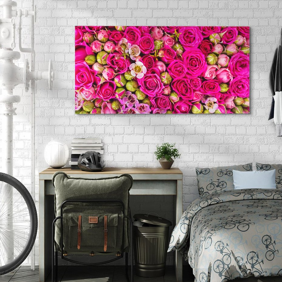 Obraz na płótnie 120x60 - Kwiatowa symfonia róż - róże, kwiaty