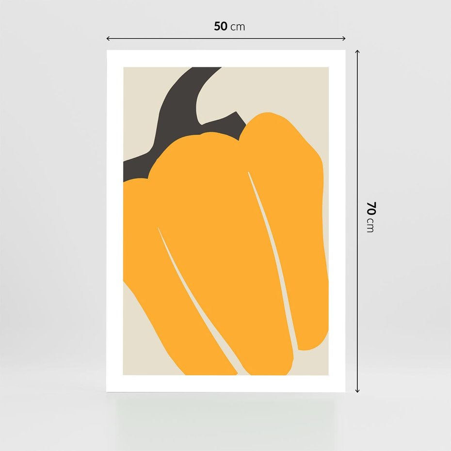 Plakat bez ramy 50x70 - Migocące Formy - abstrakcyjny minimalistyczny obraz, żółta papryczka