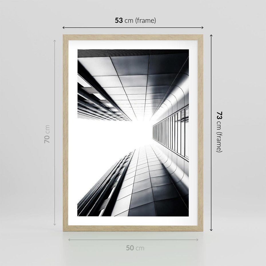 Plakat w ramie 50x70 - Architektura o Prostych Formach - architektura, proste formy - rama drewno