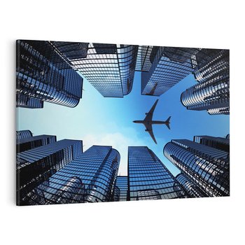 Obraz na płótnie 120x80 - Miasto o niezwykłym widoku - latające samoloty - miasto, samolot