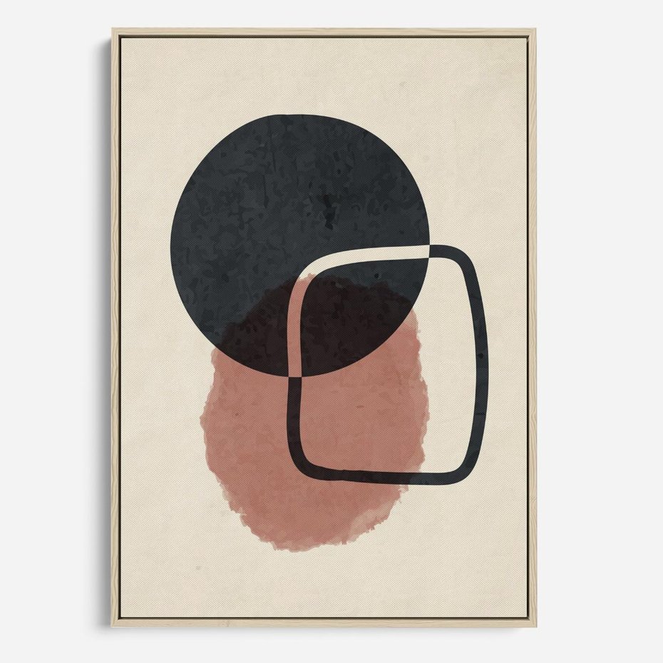 Obraz w ramie 80x120 - Abstrakcyjna Harmonia - abstrakcyjne nieregularne kształty, minimalistyczny plakat - rama drewno