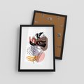 Plakat w ramie 30x40 - Wibracje Abstrakcyjnych Form - abstrakcyjna sztuka, liść monstery - rama czarna
