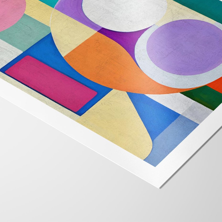 Plakat bez ramy 21x30 - Migotliwe Impulsy Dźwięku - różne geometryczne formy, koła