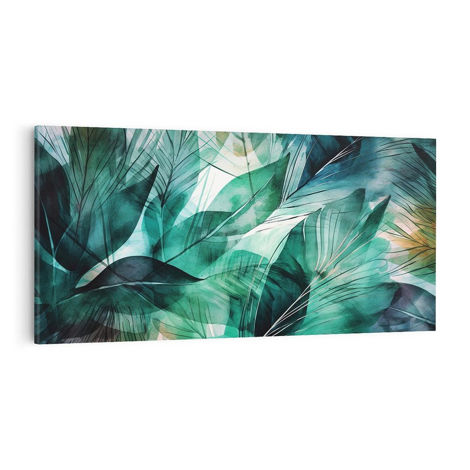 Obraz na płótnie 100x50 - Zieleń Tropików - tropikalne zielone liście palmy, monstera