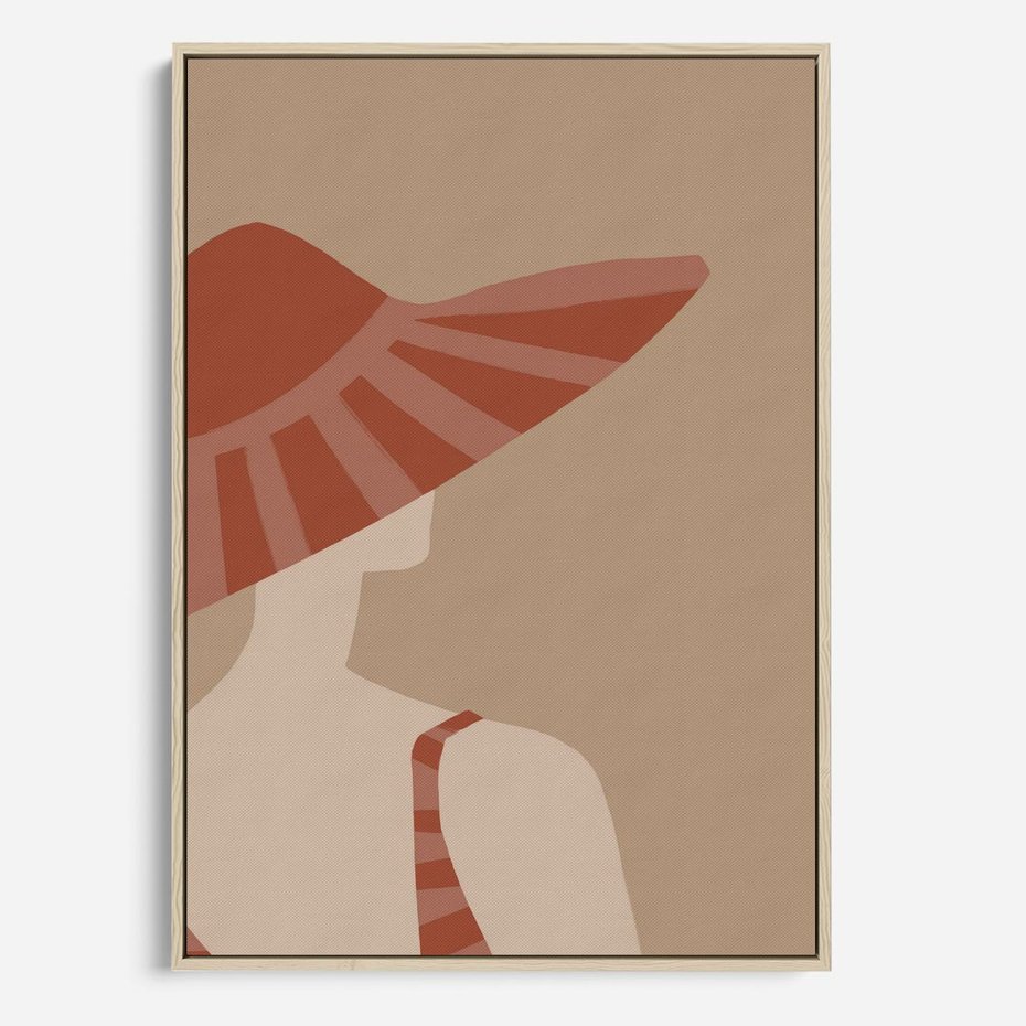 Obraz w ramie 50x70 - Kobiecy Portret - plakat retro, kobieta w kapeluszu - rama drewno