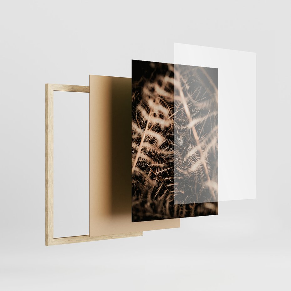 Zestaw obrazy w ramie 40x50 galeria - Góry, jesień, liście, boho - rama drewno