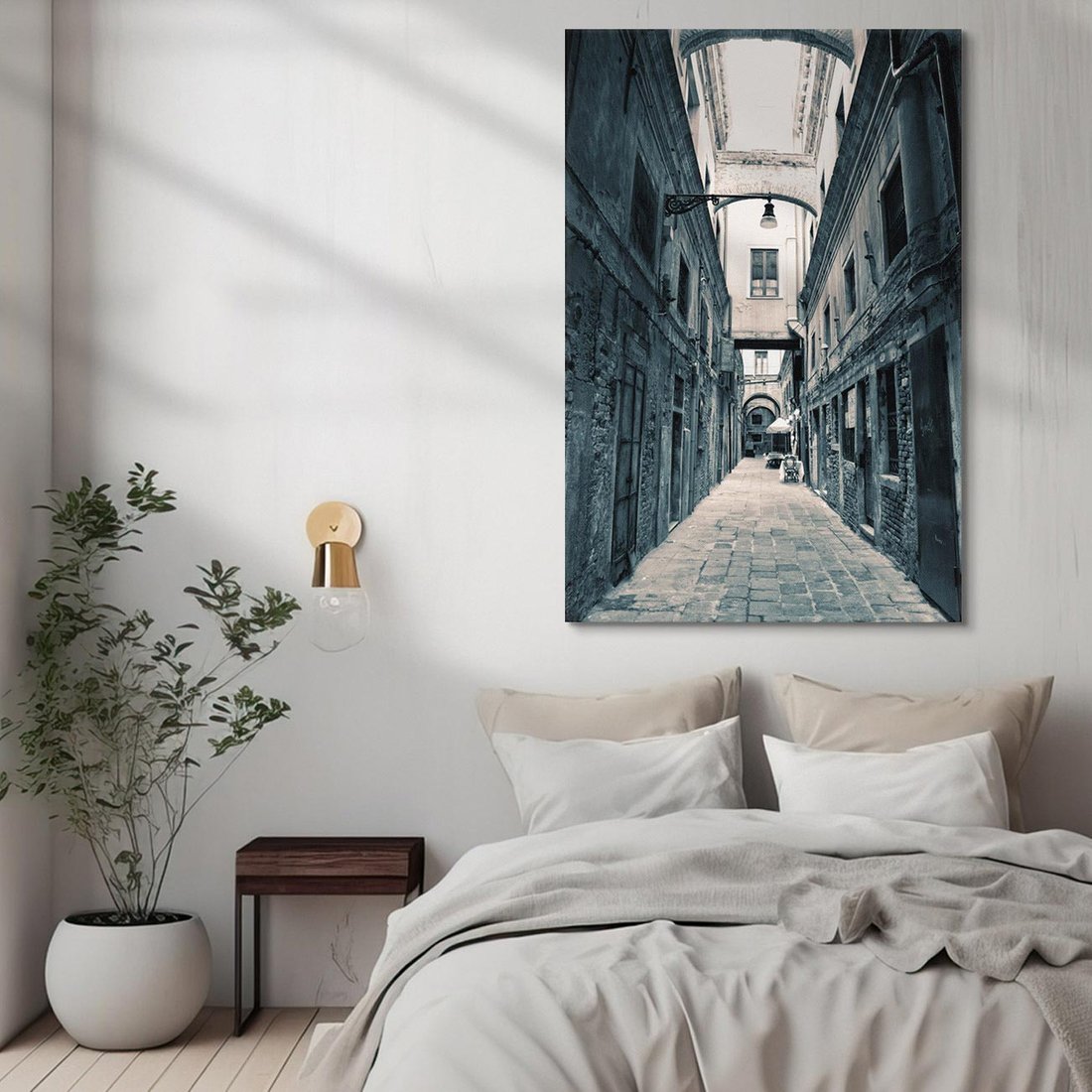 Obraz na płótnie 50x70 - Odkryj tajemnice miasta - uliczka, perspektywa