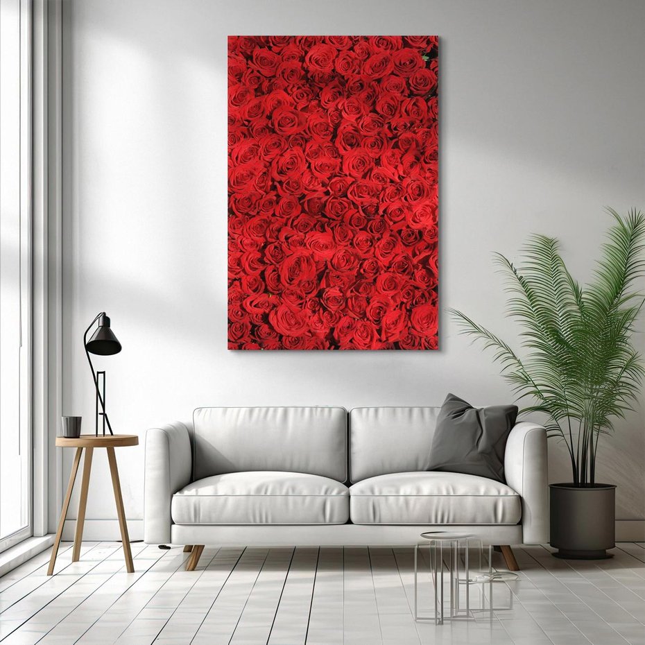 Obraz na płótnie 50x70 - Czerwona Pasja - czerwone, róże