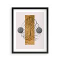 Plakat w ramie 40x50 - Minimalistyczna Monstera: Złoty Prostokąt - liść  monstery, minimalizm - rama czarna