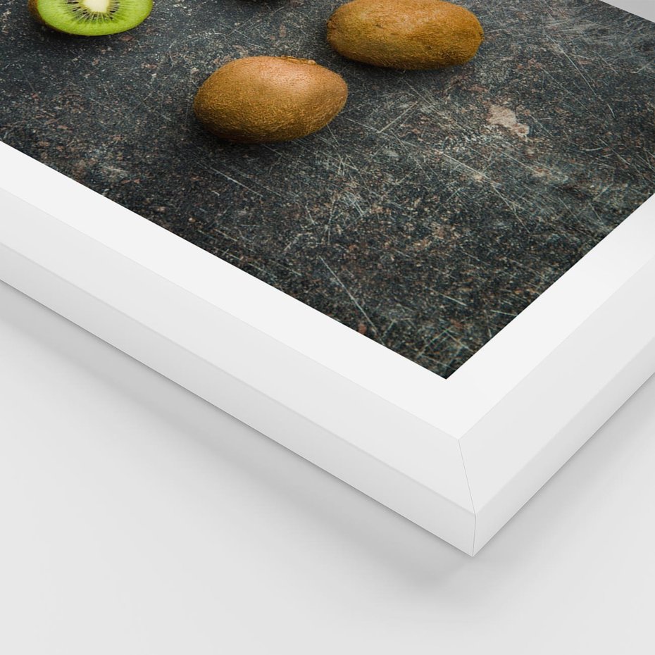 Plakat w ramie 30x40 - : Zdrowe kąski - kiwi, owoce - rama biała