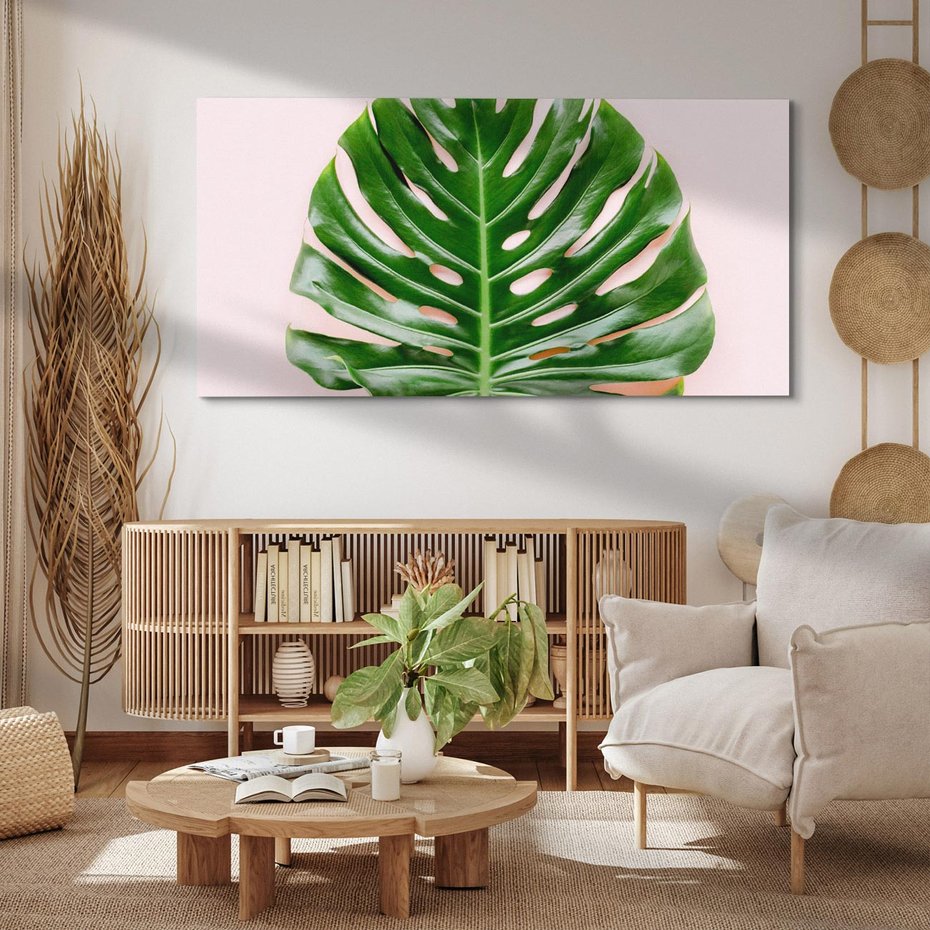 Obraz na płótnie 100x50 - Egzotyczna Roślinność - liście, monstera