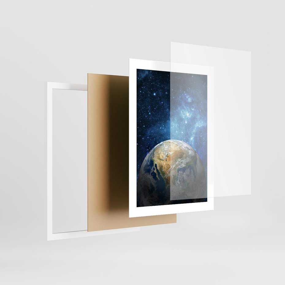 Plakat w ramie 30x40 - Kosmiczne Horyzonty - Ziemia, kosmos - rama biała