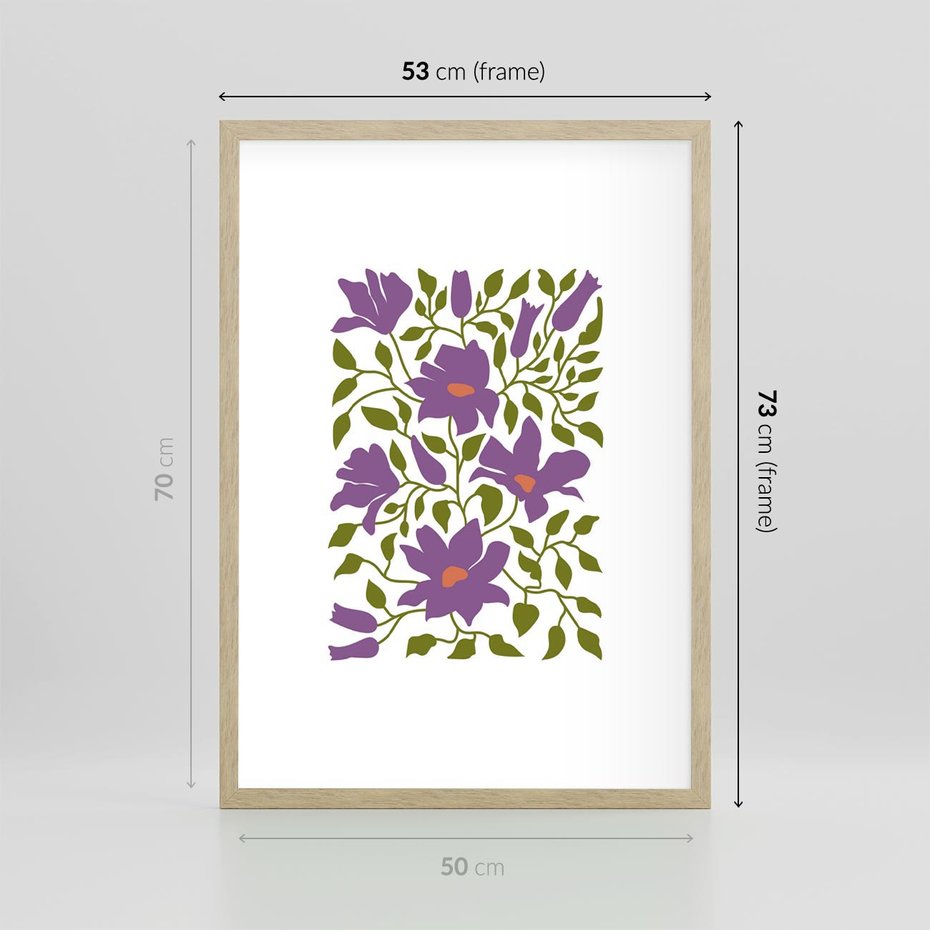 Plakat w ramie 50x70 - Rozmyte Granice - kwiaty, kompozycja - rama drewno