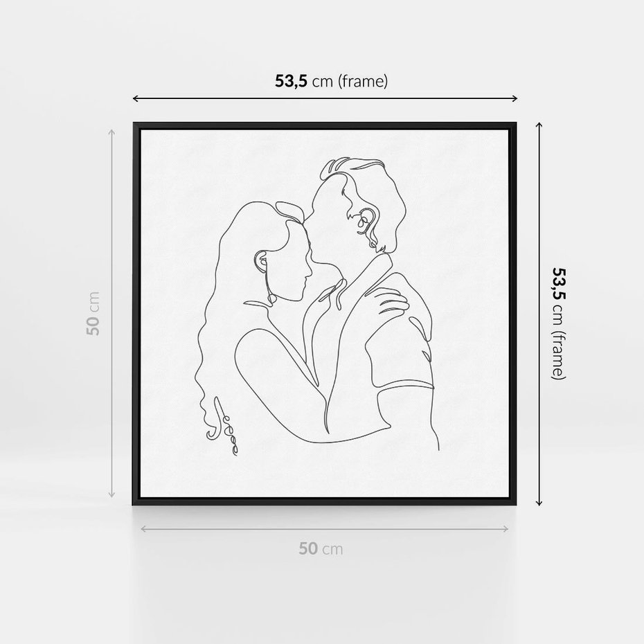 Obraz w ramie 50x50 - Wewnętrzne Emocje - para zakochanych, kobieta i mężczyzna - rama czarna