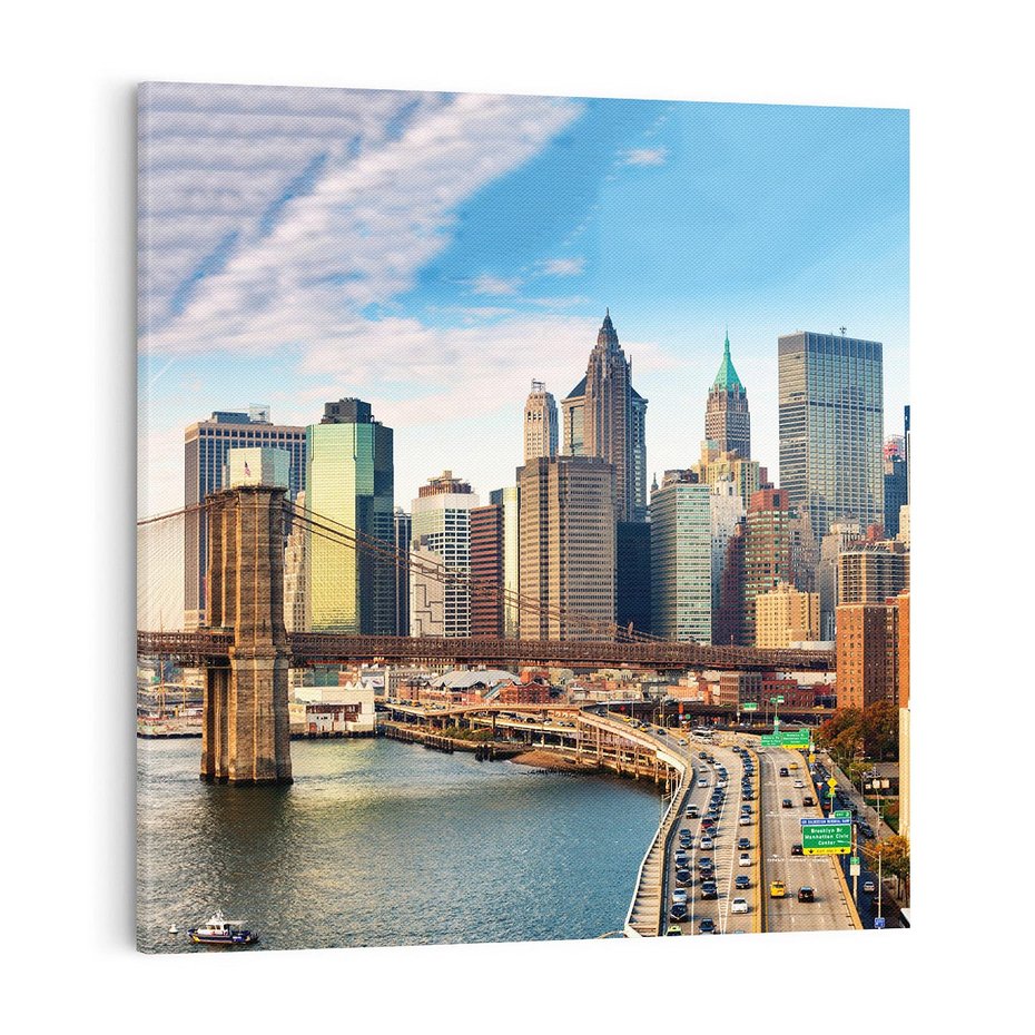 Obraz na płótnie 50x50 - Manhattan o zmroku - Nowy Jork, Manhattan