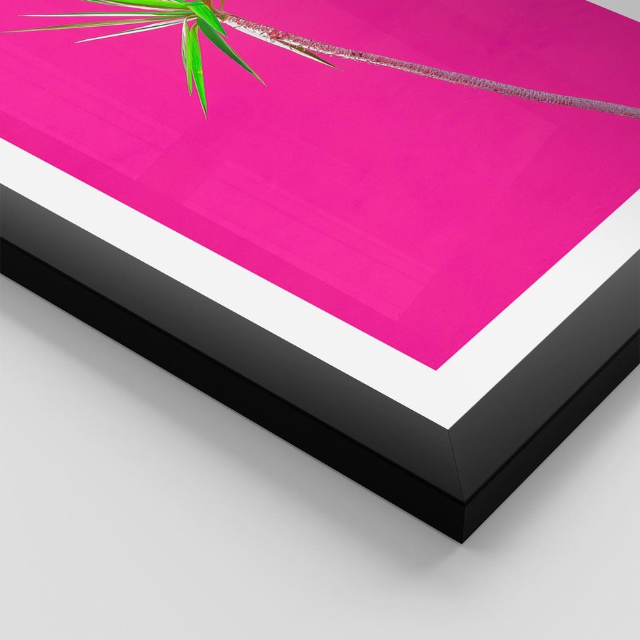 Plakat w ramie 50x70 - Retro Stylizacja - palma, liście - rama czarna