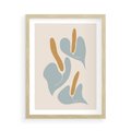 Plakat w ramie 50x70 - Kwiaty Pasteli - kwiaty, nowoczesne i minimalistyczne - rama drewno