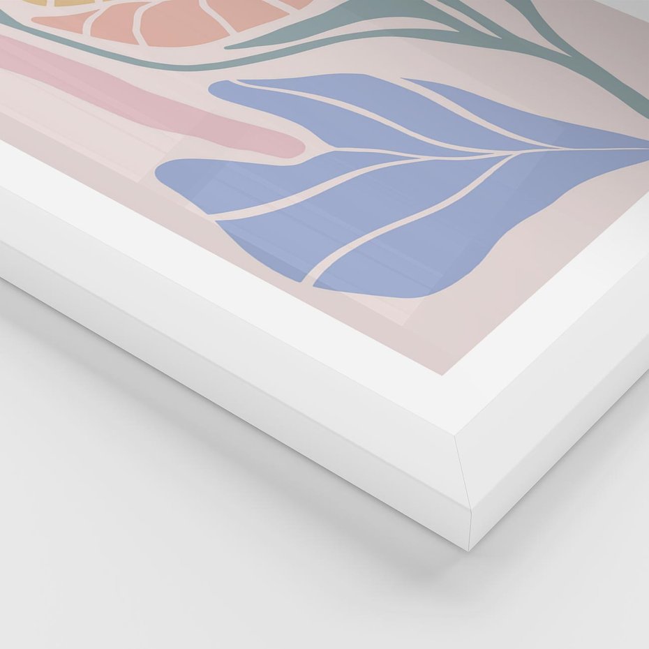 Plakat w ramie 30x40 - Wyjątkowe Ukojenie - pastelowe kwiaty, na beżowym tle - rama biała