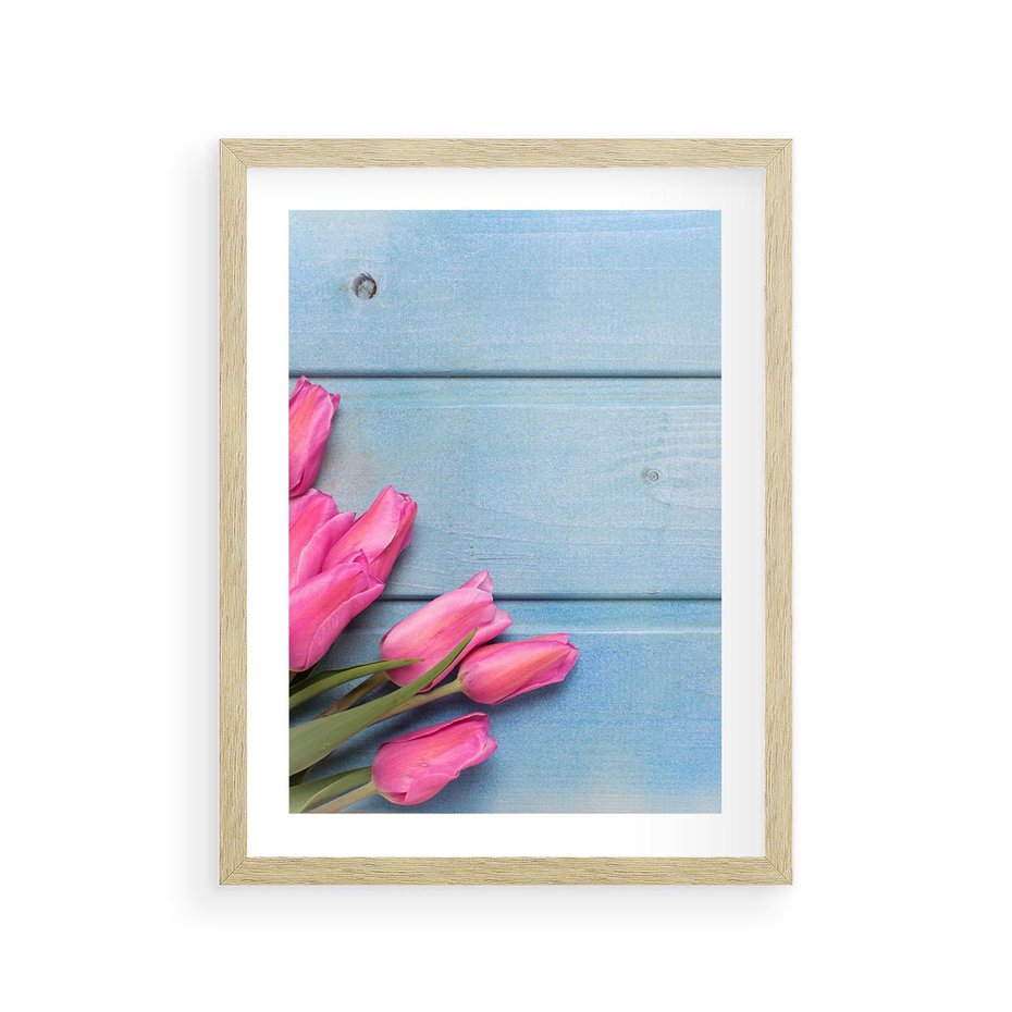 Plakat w ramie 30x40 - Piękno w pełnym rozkwicie - kwiaty, tulipany - rama drewno