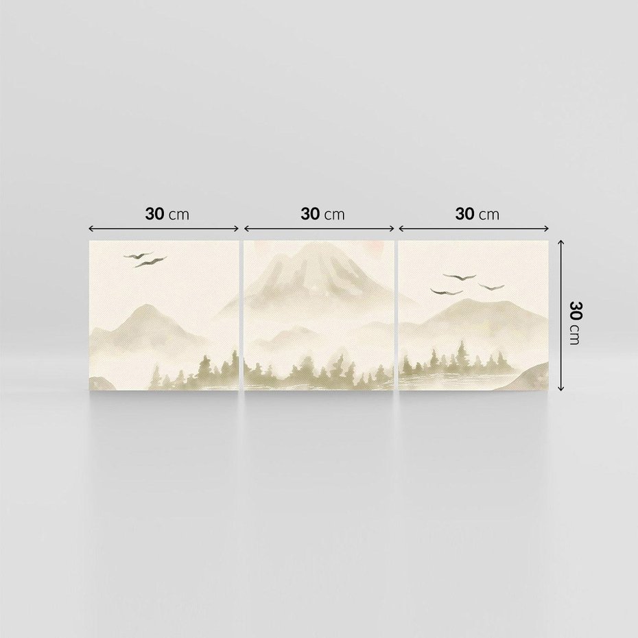 Obraz na płótnie 90x30 - Przyroda Japonii - japońska akwarela, góry