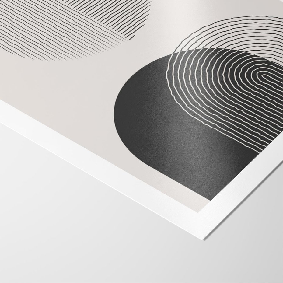 Plakat bez ramy 21x30 - Przenikająca Rzeczywistość - abstrakcyjna kompozycja, okręgi i półokręgi