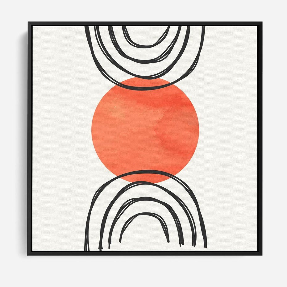 Obraz w ramie 50x50 - Lustrzane Widzenie - koło, boho styl - rama czarna