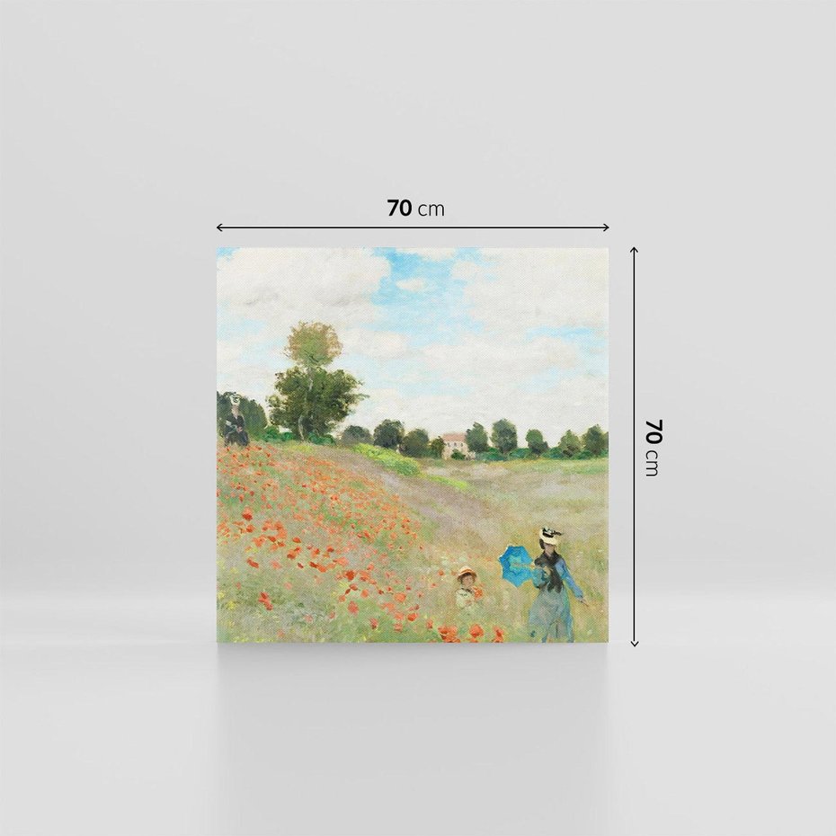 Obraz na płótnie 70x70 - Pole makowe w pobliżu Argenteuil 1873, Claude Monet - Reprodukcja - reprodukcja, obraz na płótnie