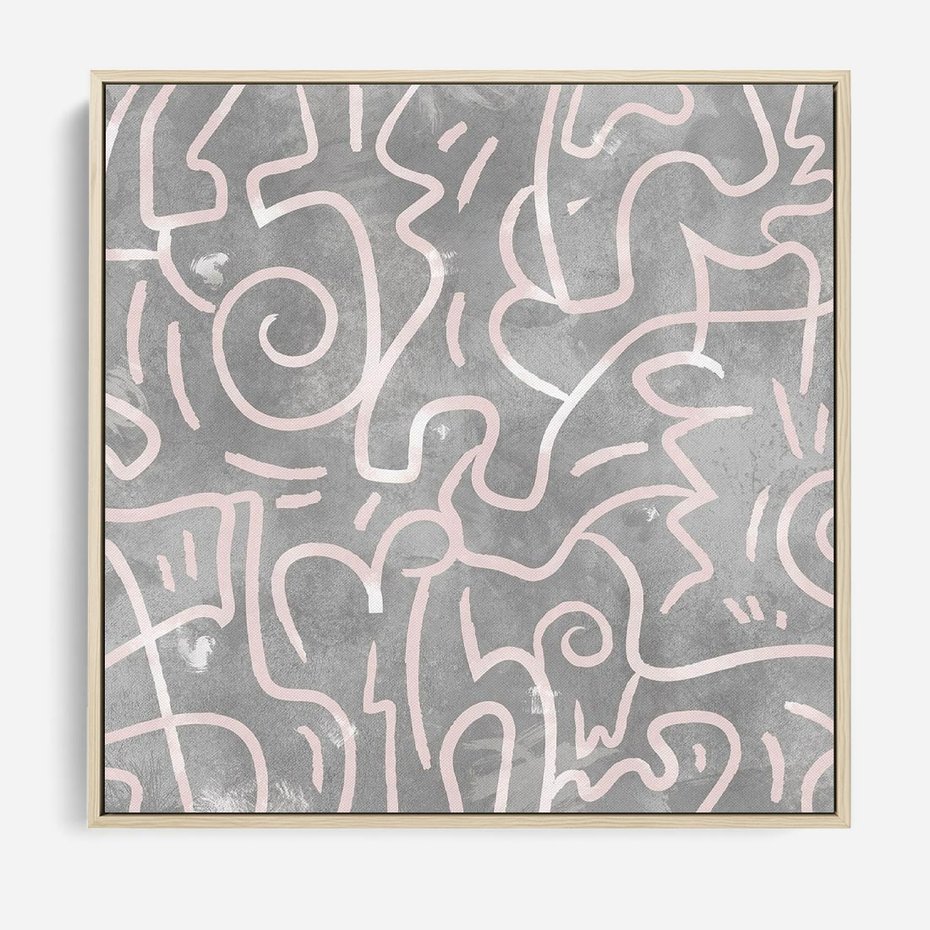 Obraz w ramie 80x80 - Sploty odblasków i zawirowań - abstrakcyjne rysunki, wzorek - rama drewno