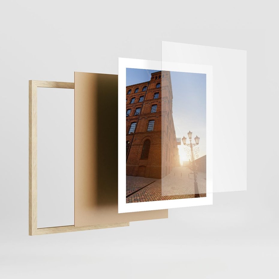 Plakat w ramie 40x50 - Perspektywa uliczki - uliczka, perspektywa - rama drewno