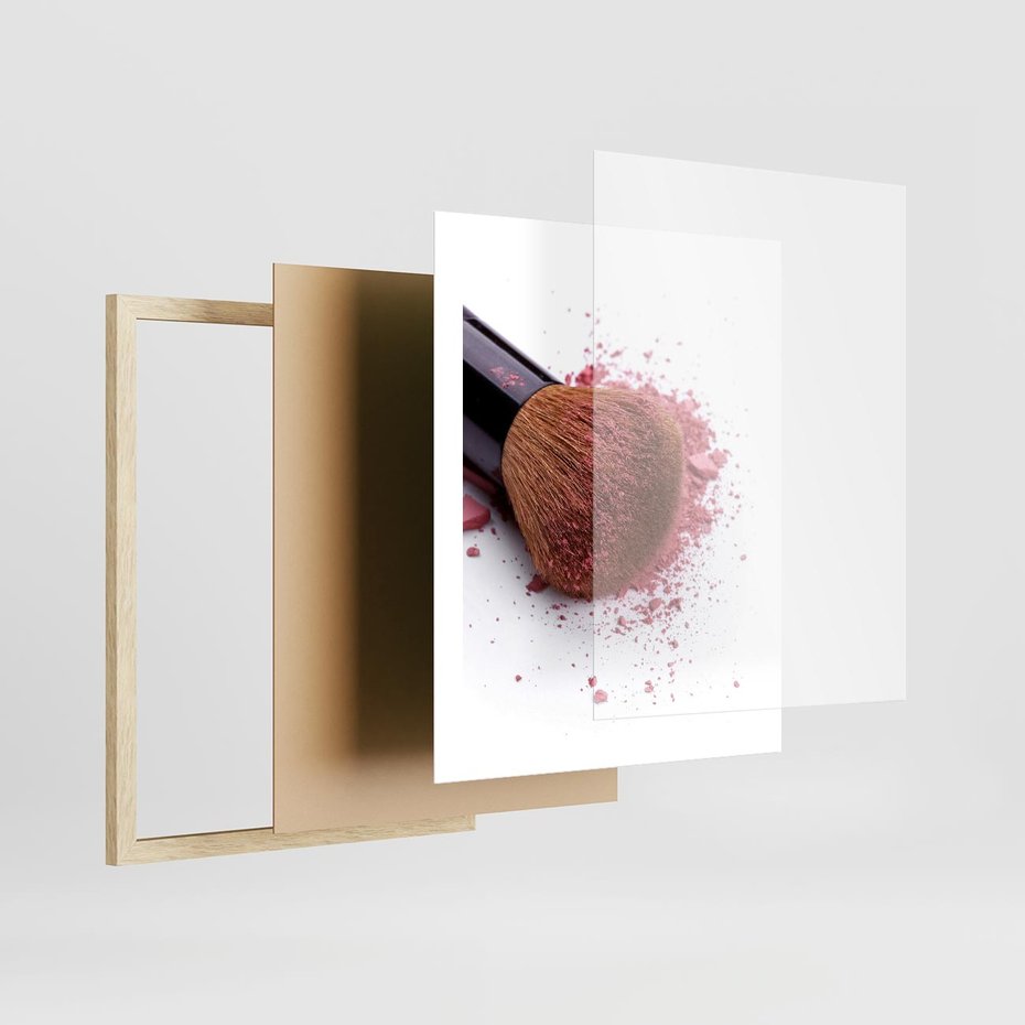 Plakat w ramie 40x50 - Makijaż w kolorze pędzla - makijaż, pędzel - rama drewno