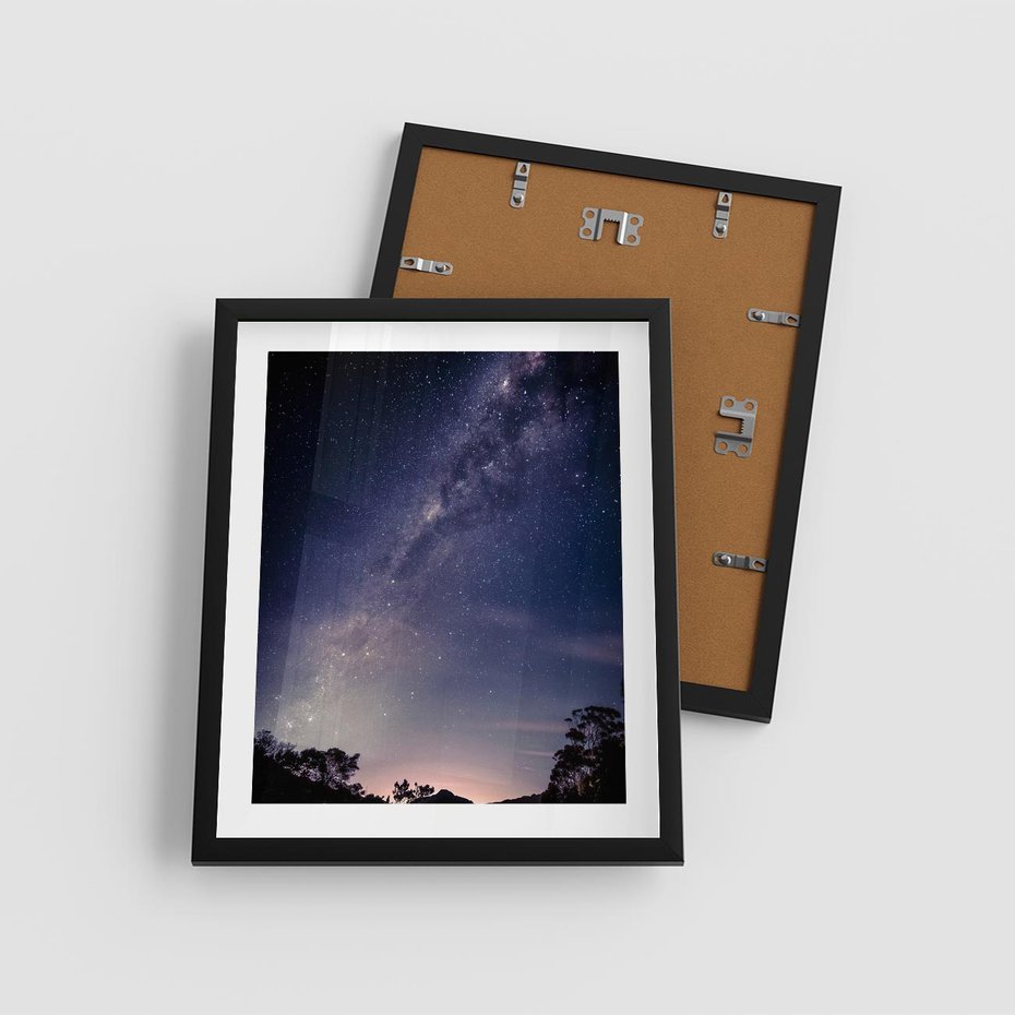 Plakat w ramie 40x50 - Gwiaździste Ujęcie - gwiaździste niebo, noc - rama czarna